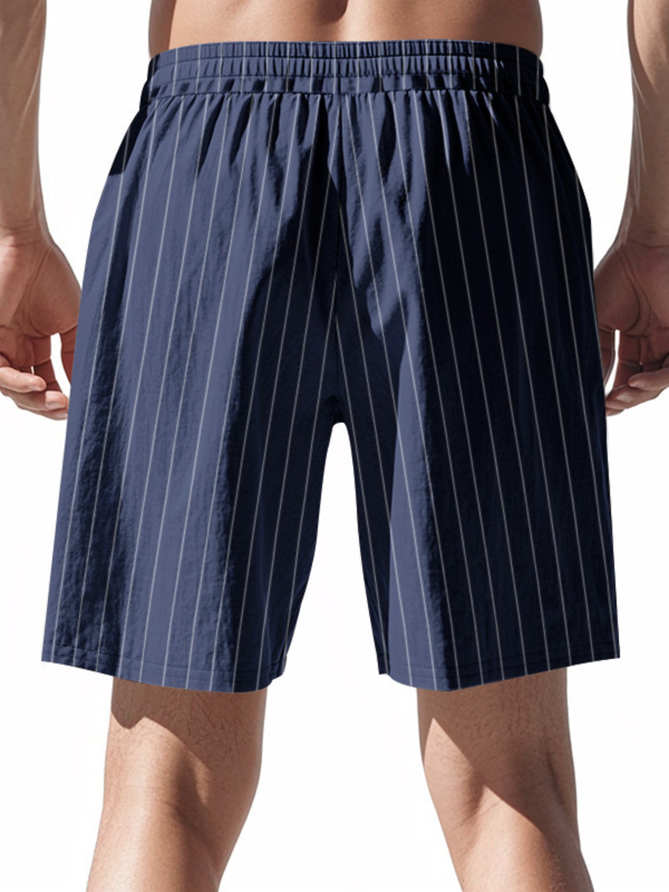 Men's Full Size Striped Drawstring Casual Shorts Plus Size