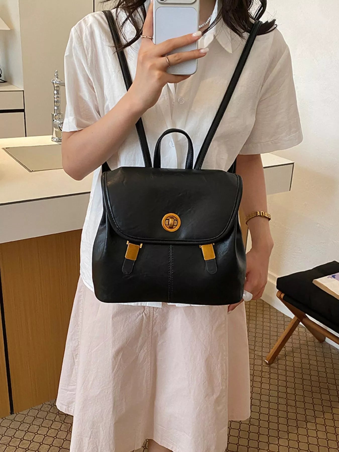 PU Leather Backpack Bag