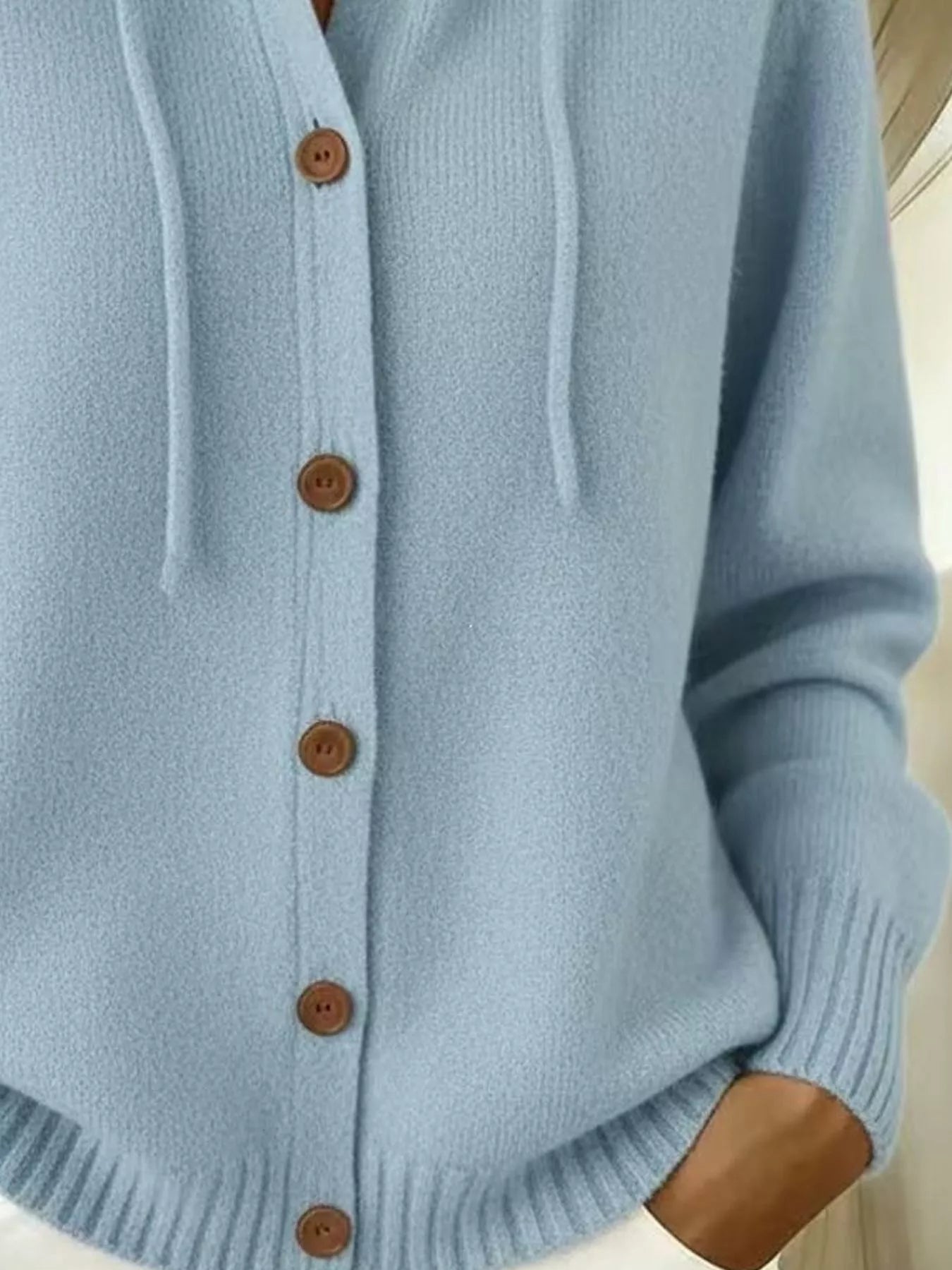 Hooded Button-Up Cardigan