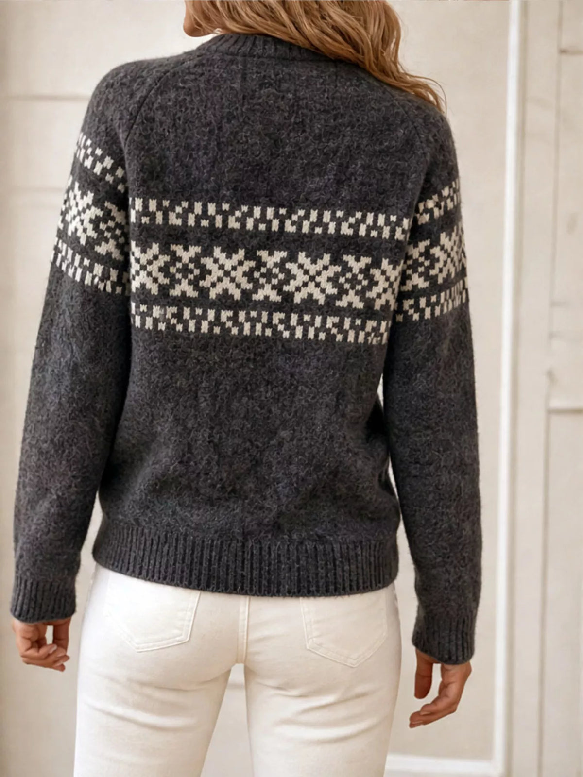 Fair Isle Pattern Crew Neck Sweater