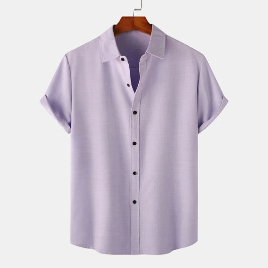 Men's Plus Size Casual Short Sleeve Button-Up Shirt