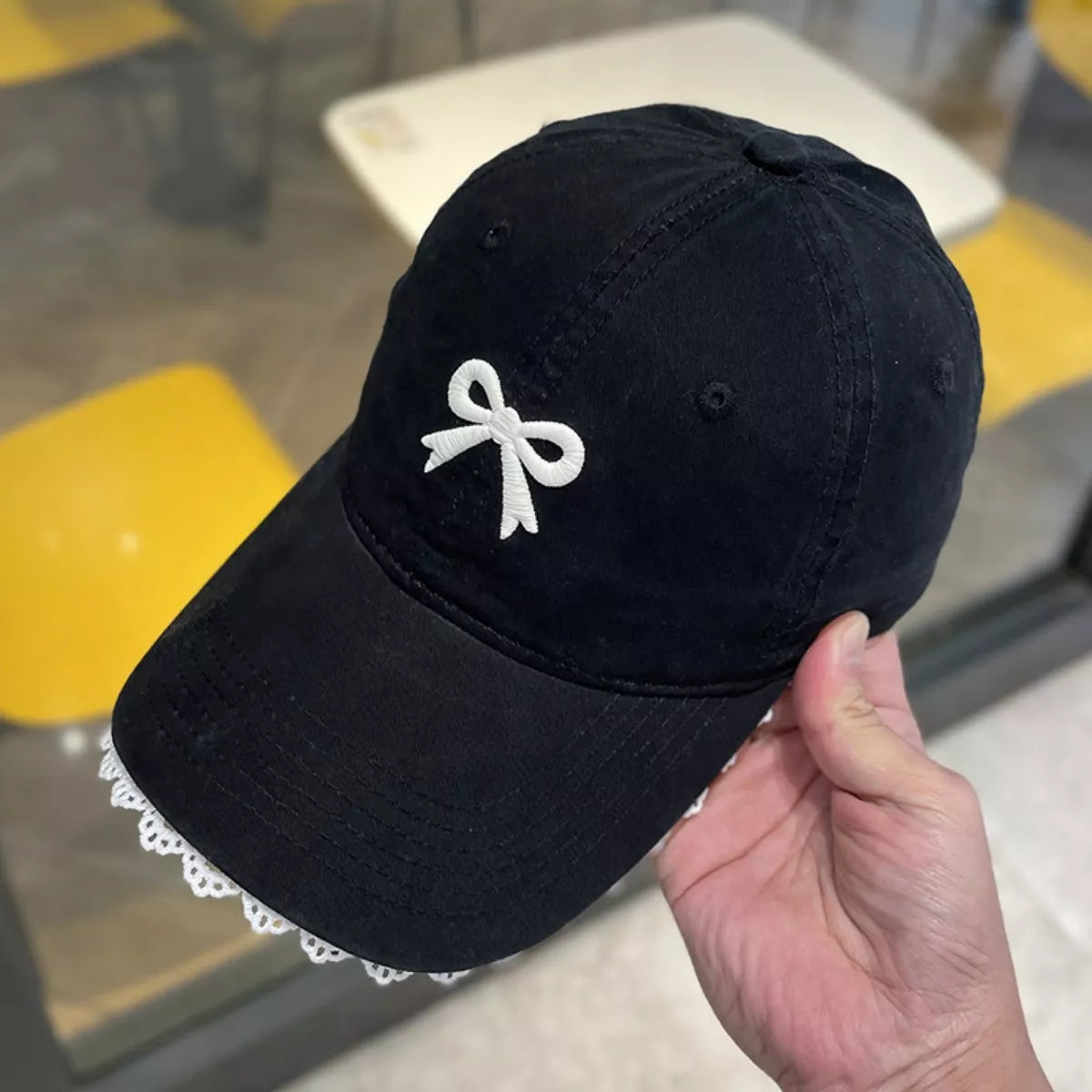 Lace Detail Bow Baseball Cap
