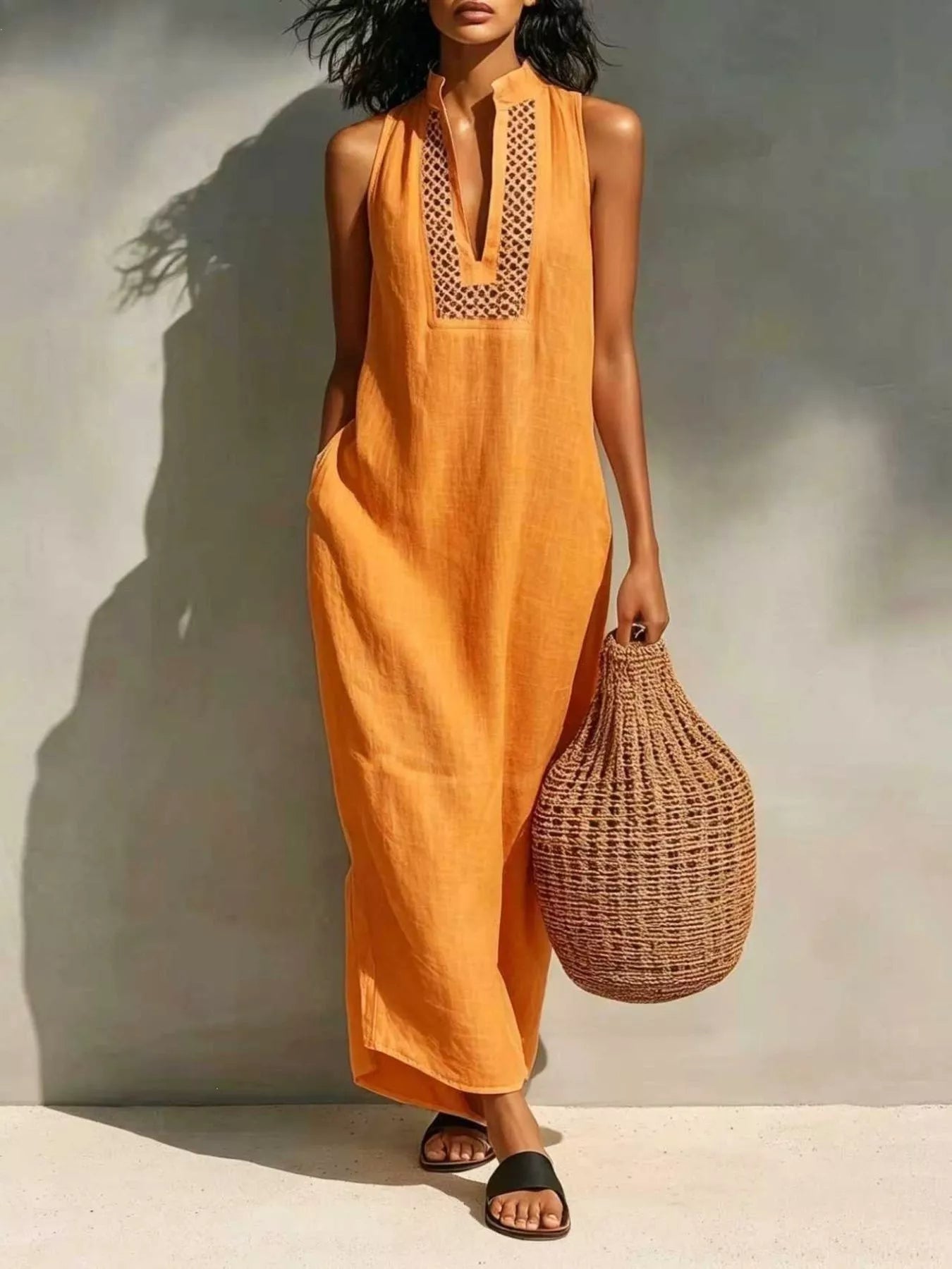 Sleeveless Maxi Dress with Pockets