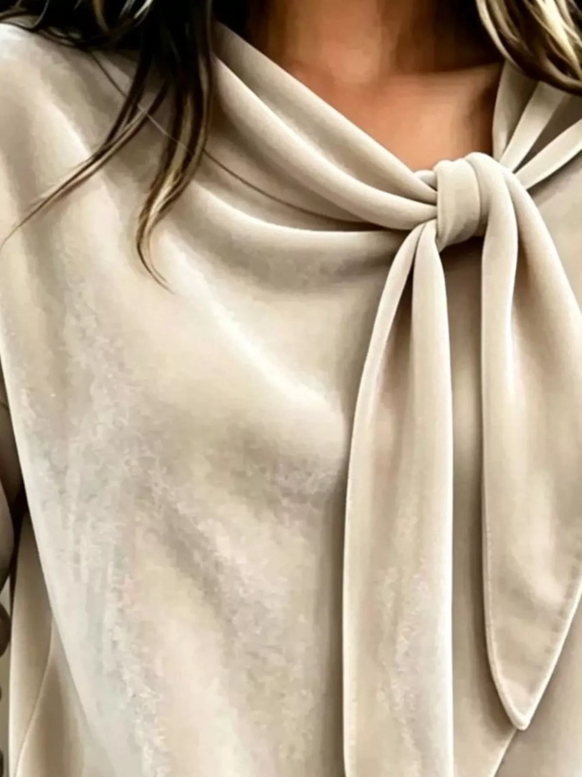 Velvet Tie Front Long Sleeve Sweatshirt