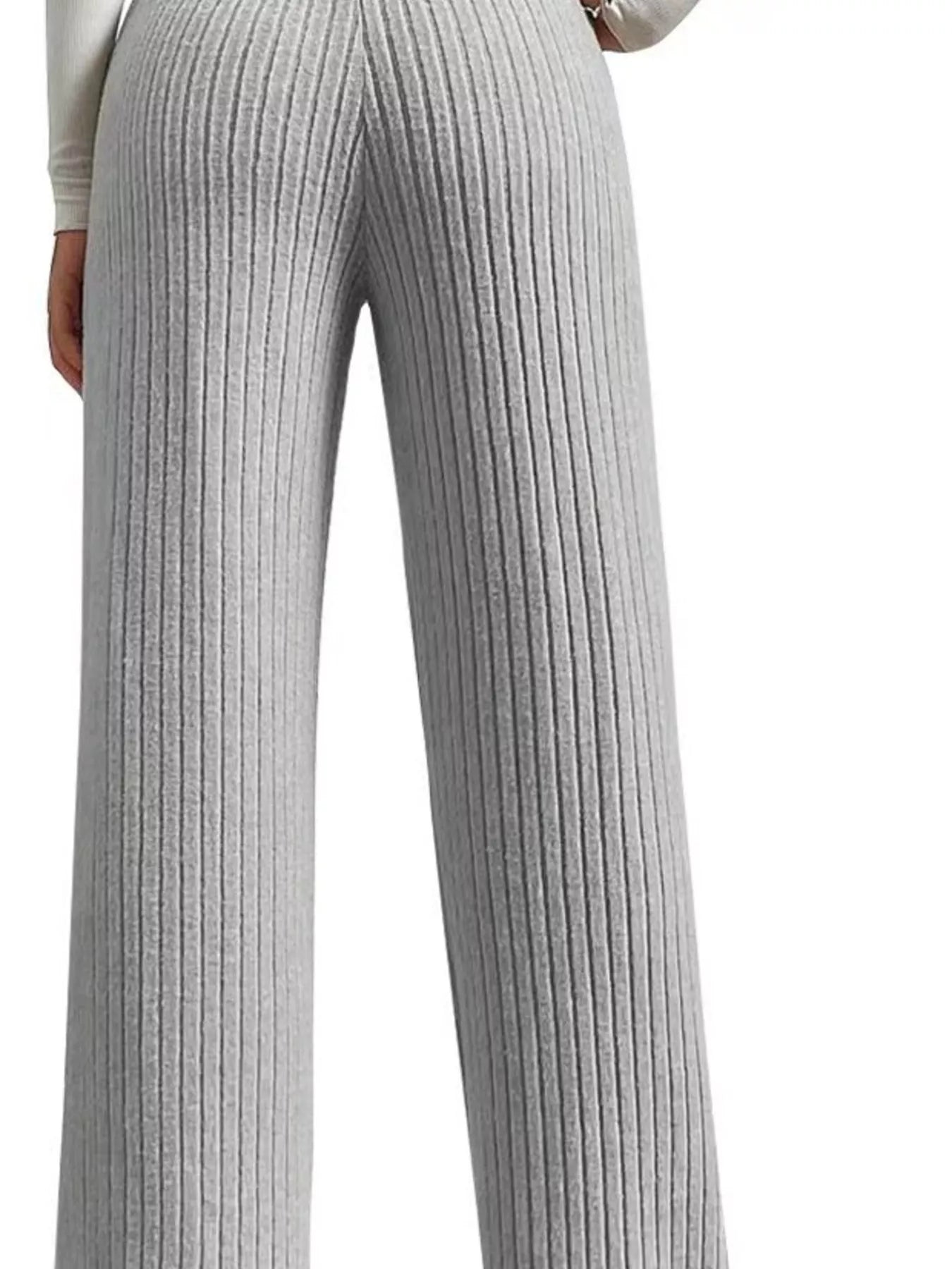 Ribbed Knit Wide-Leg Sweater Pants