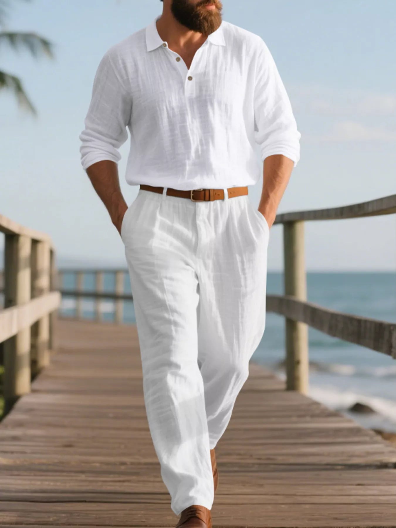 Men's Full Size Long Sleeve Top and Pants Set Plus Size