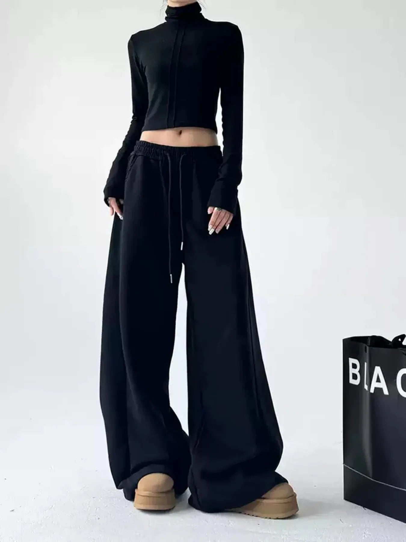 Oversized Wide Leg Drawstring Pants