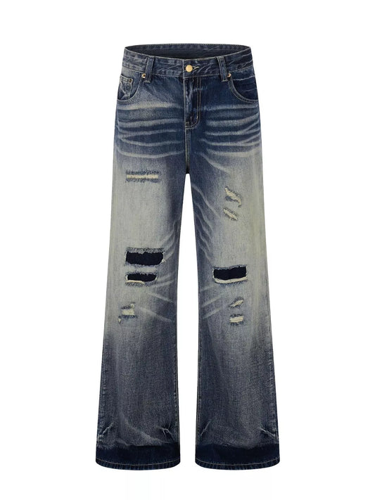 Men's Full Size Distressed Wide-Leg Bootcut Jeans Plus Size