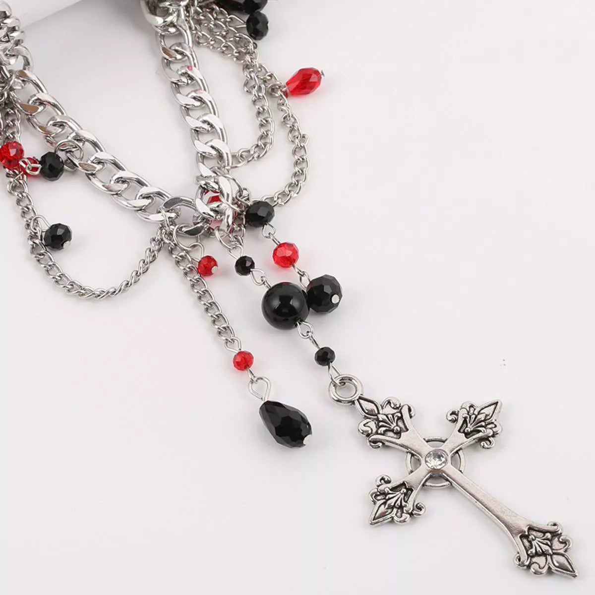 Gothic Cross Pendant Layered Necklace
