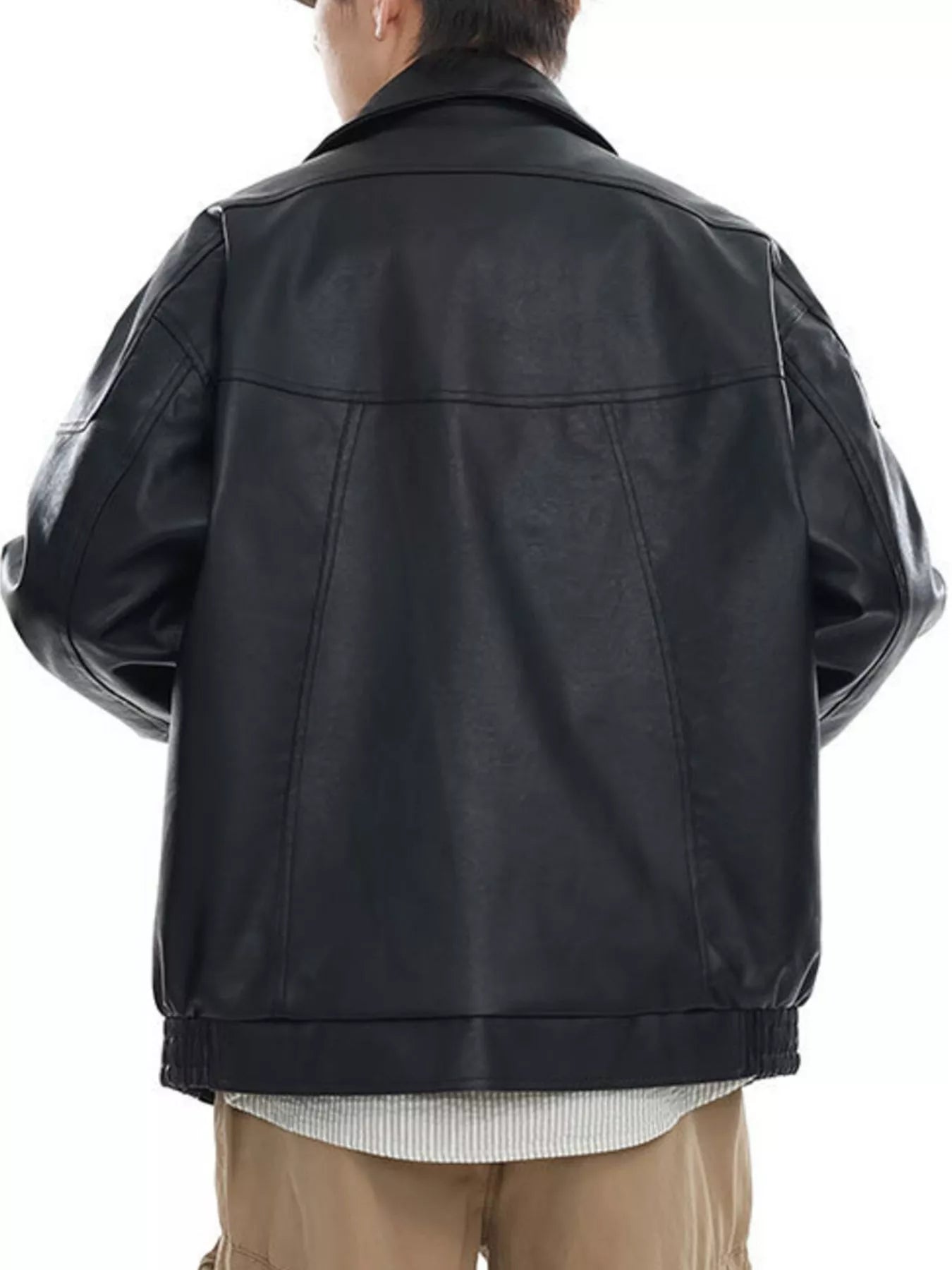Men's Plus Size Stand Collar Leather Jacket