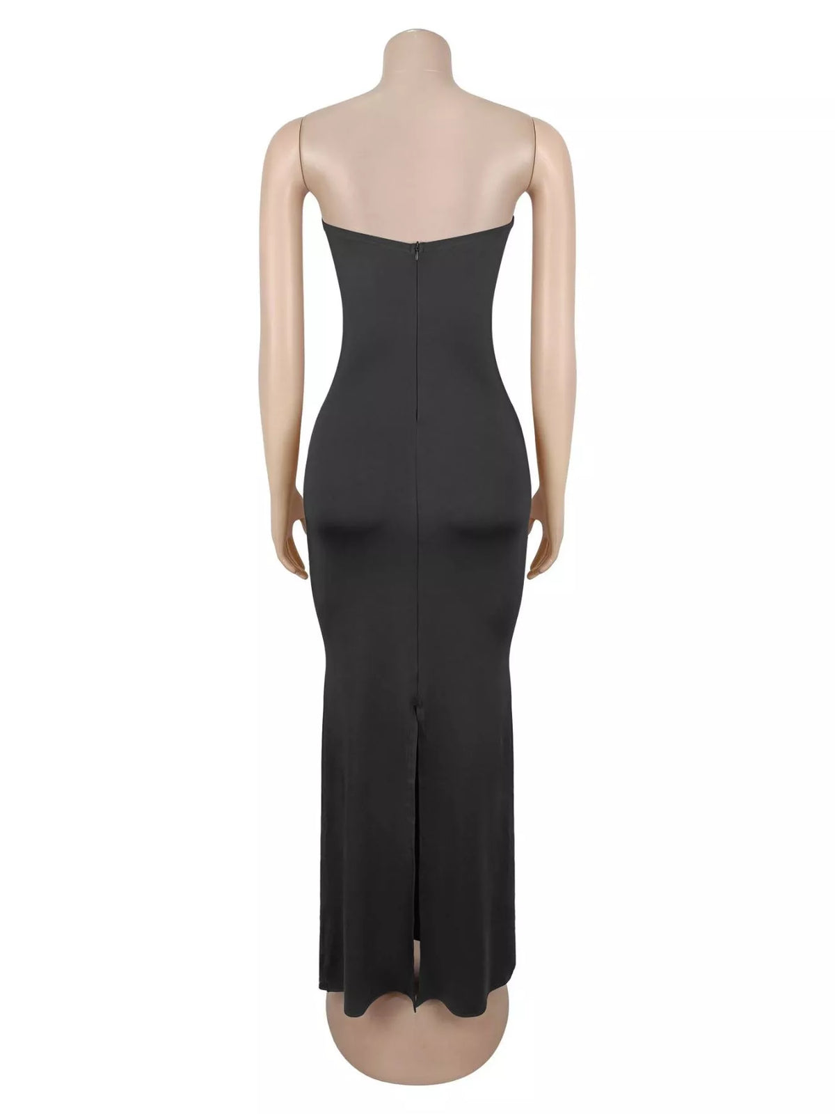 Rhinestone Slit Back Tube Maxi Dress