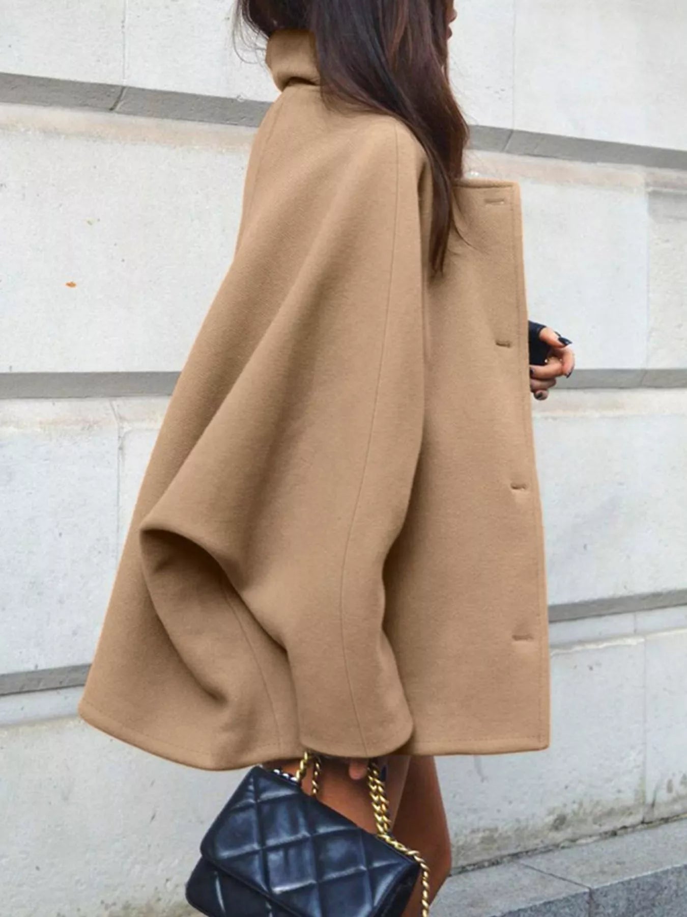 Oversized Lapel Collar Button-Down Coat
