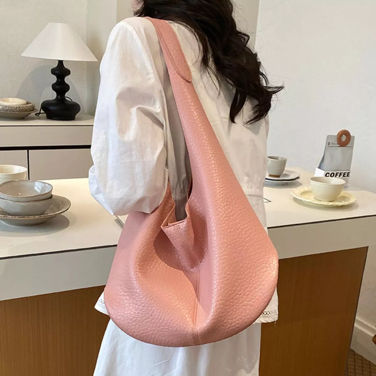Textured Leather Shoulder Bag
