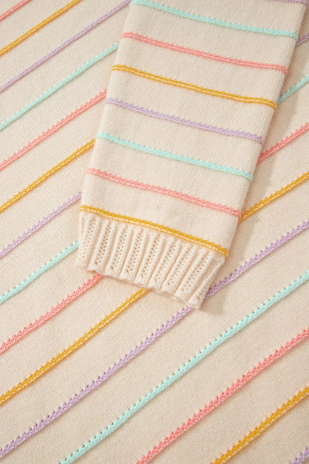 Stripe Colorful Stripes Crew Neck Knit Sweater