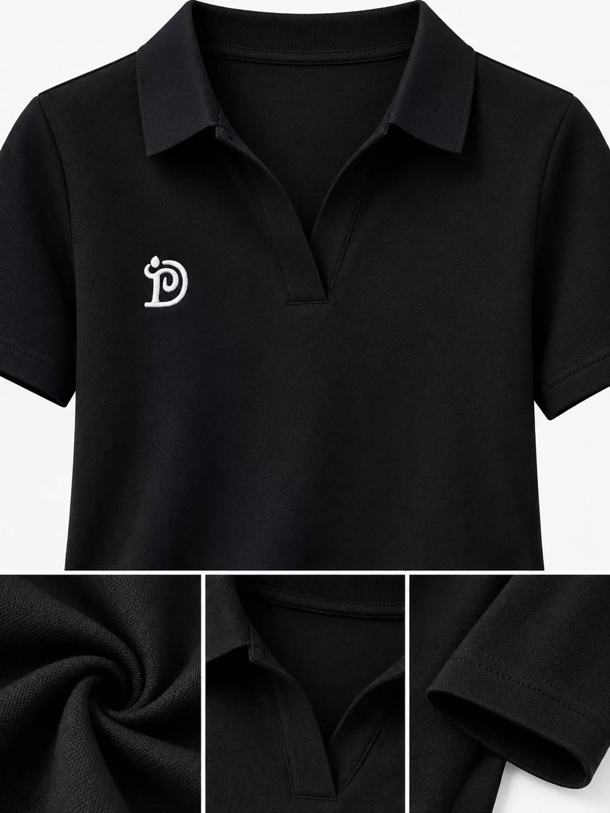 Plus Size Collared Neck Short-Sleeve Polo
