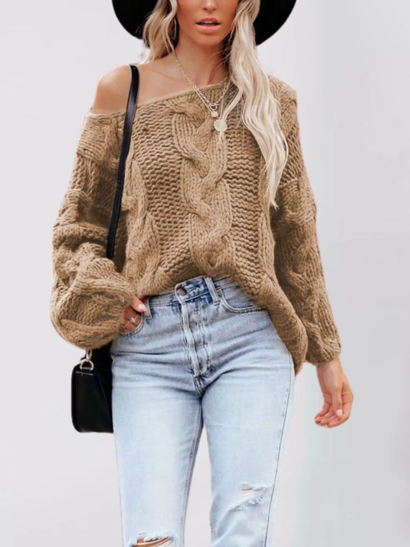 Chunky Cable Knit Long Sleeve Sweater
