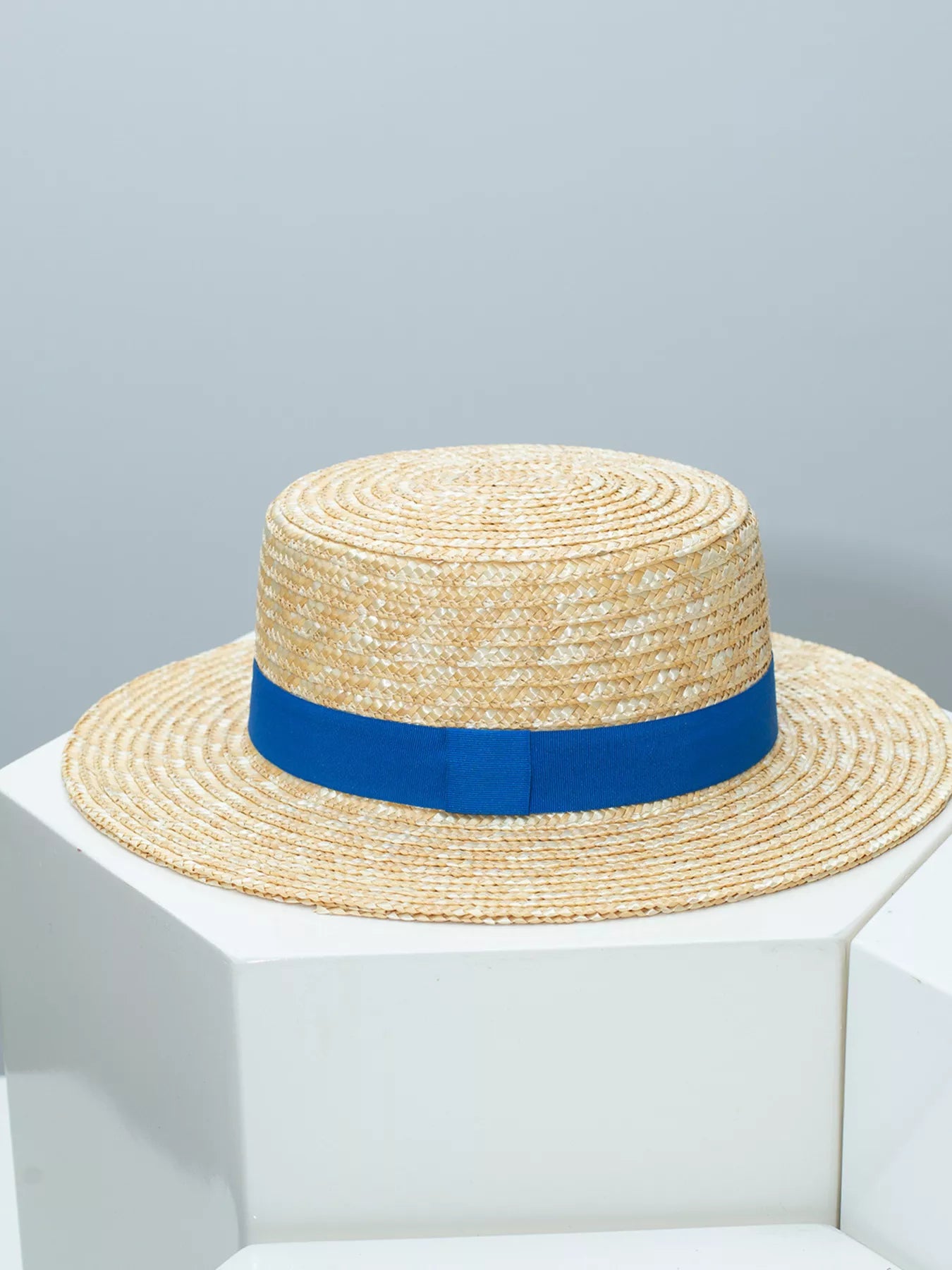 Straw Boater Hat with Ribbon