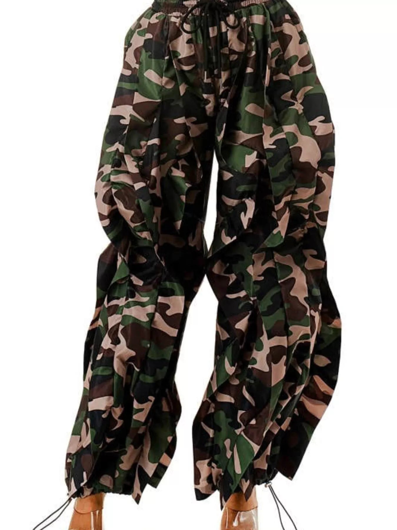 Printed Cargo Pants with Drawstring Waist