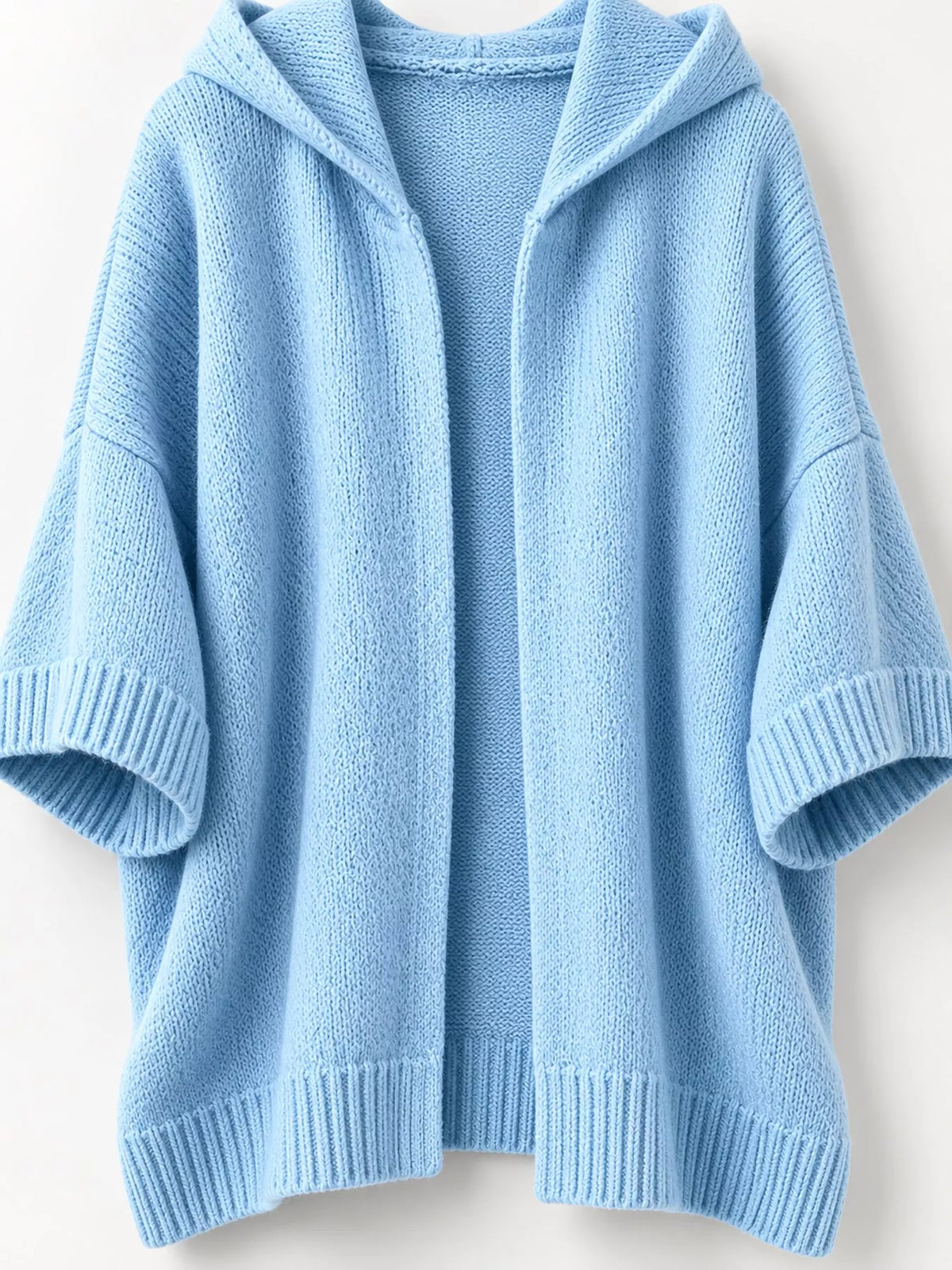 Full Size Hooded Open-Front Knit Cardigan Plus Size