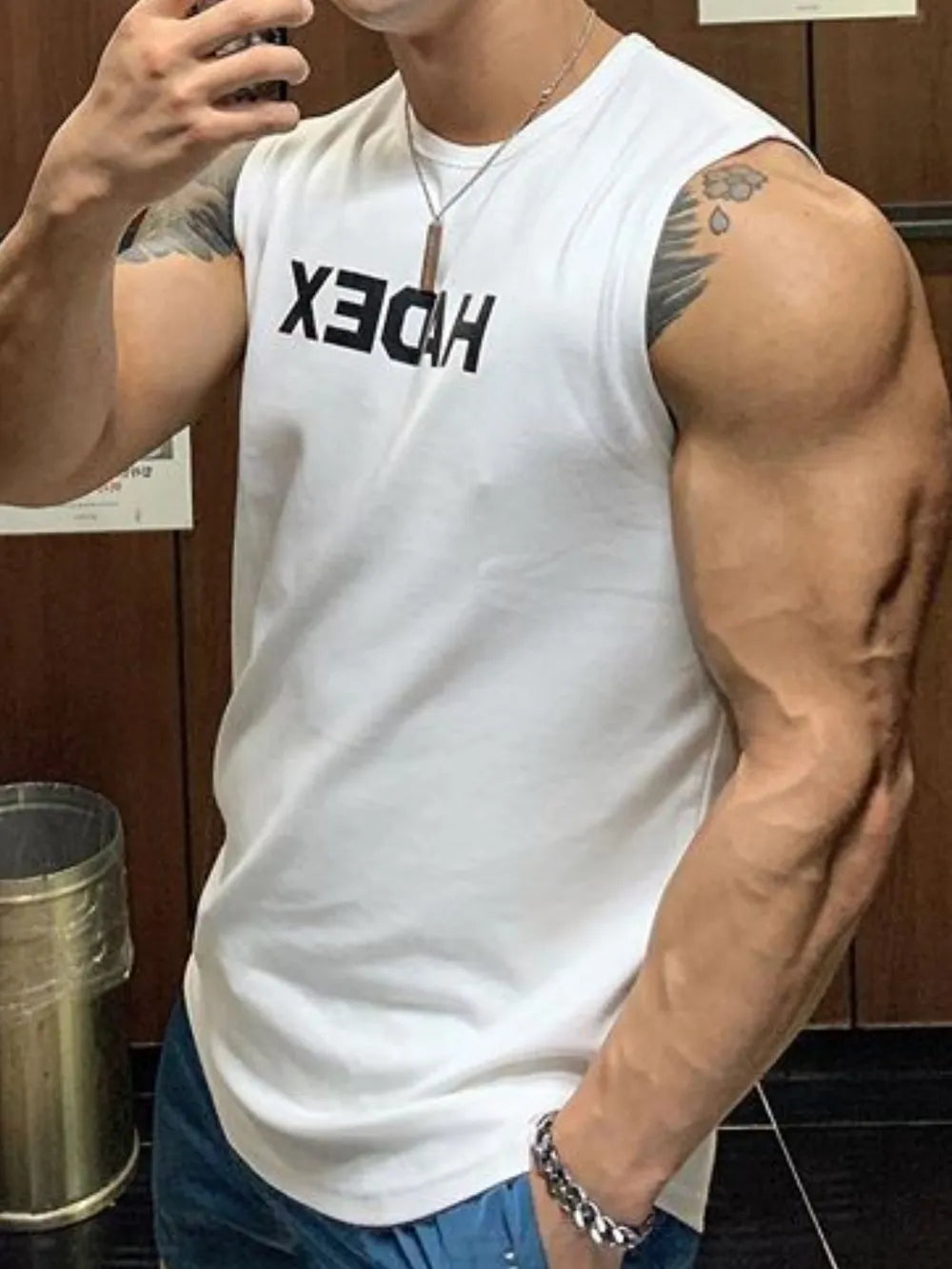 Men's Plus Size Round Neck Letter Graphic Tank