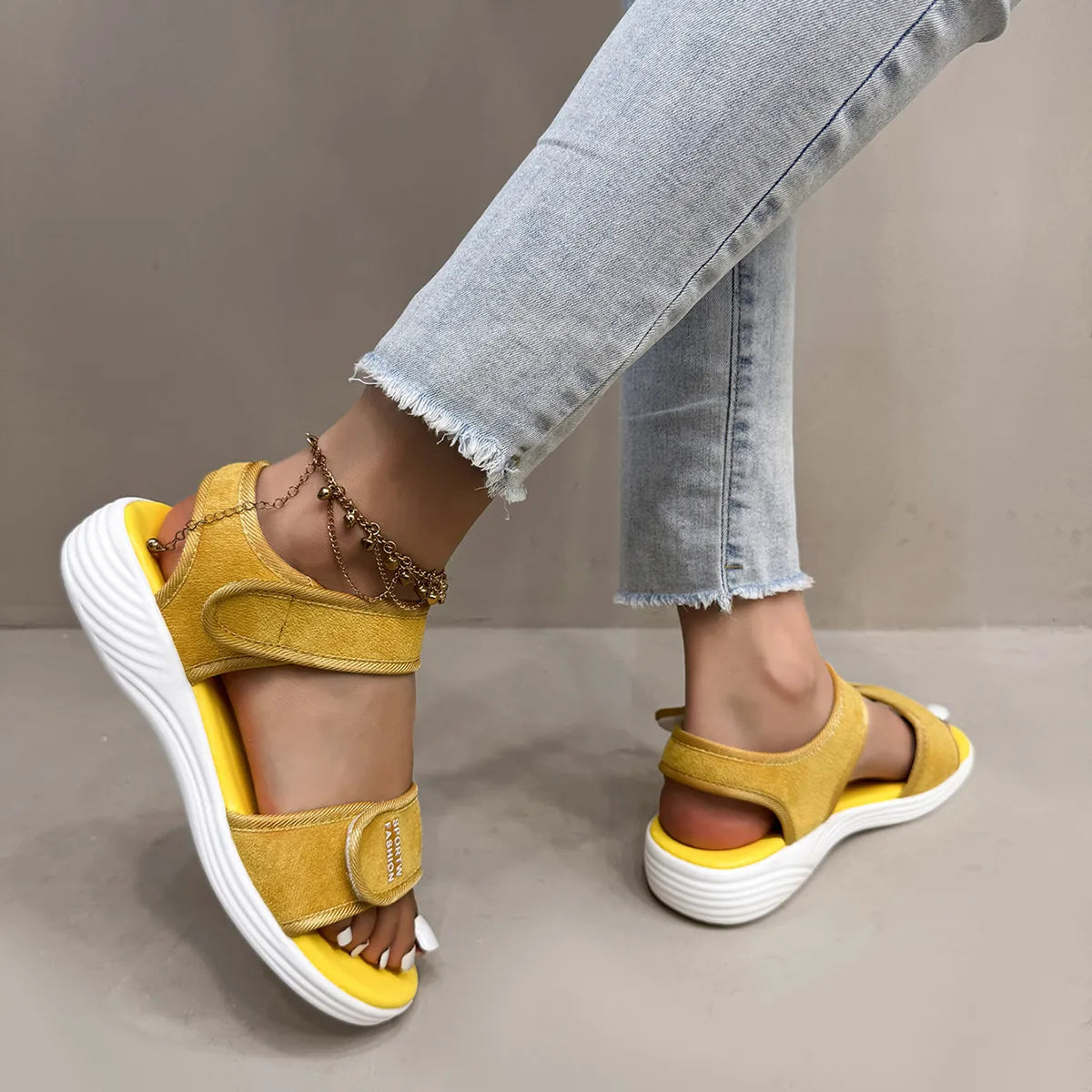 Velcro Strap Open Toe Sandals
