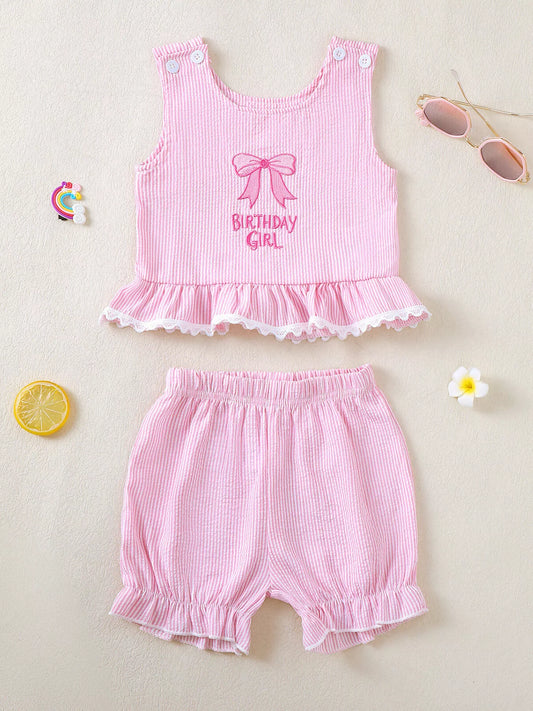 Children's Ruffled Hem Tank & Shorts Set