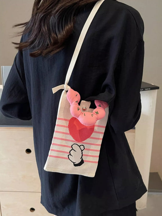 Heart and Hand Knitted Crossbody Bag