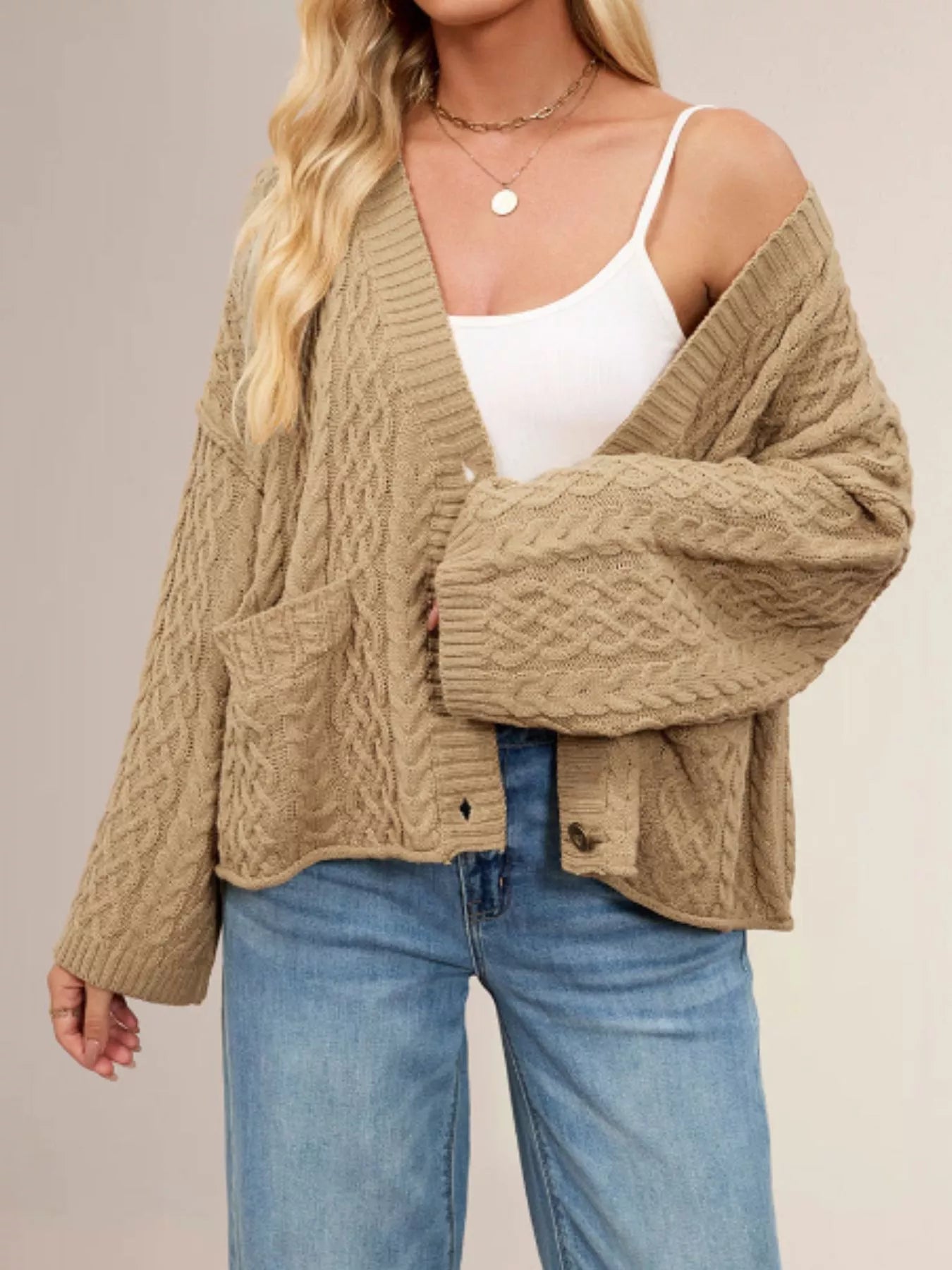 Cozy Cable Knit Cardigan with Pockets