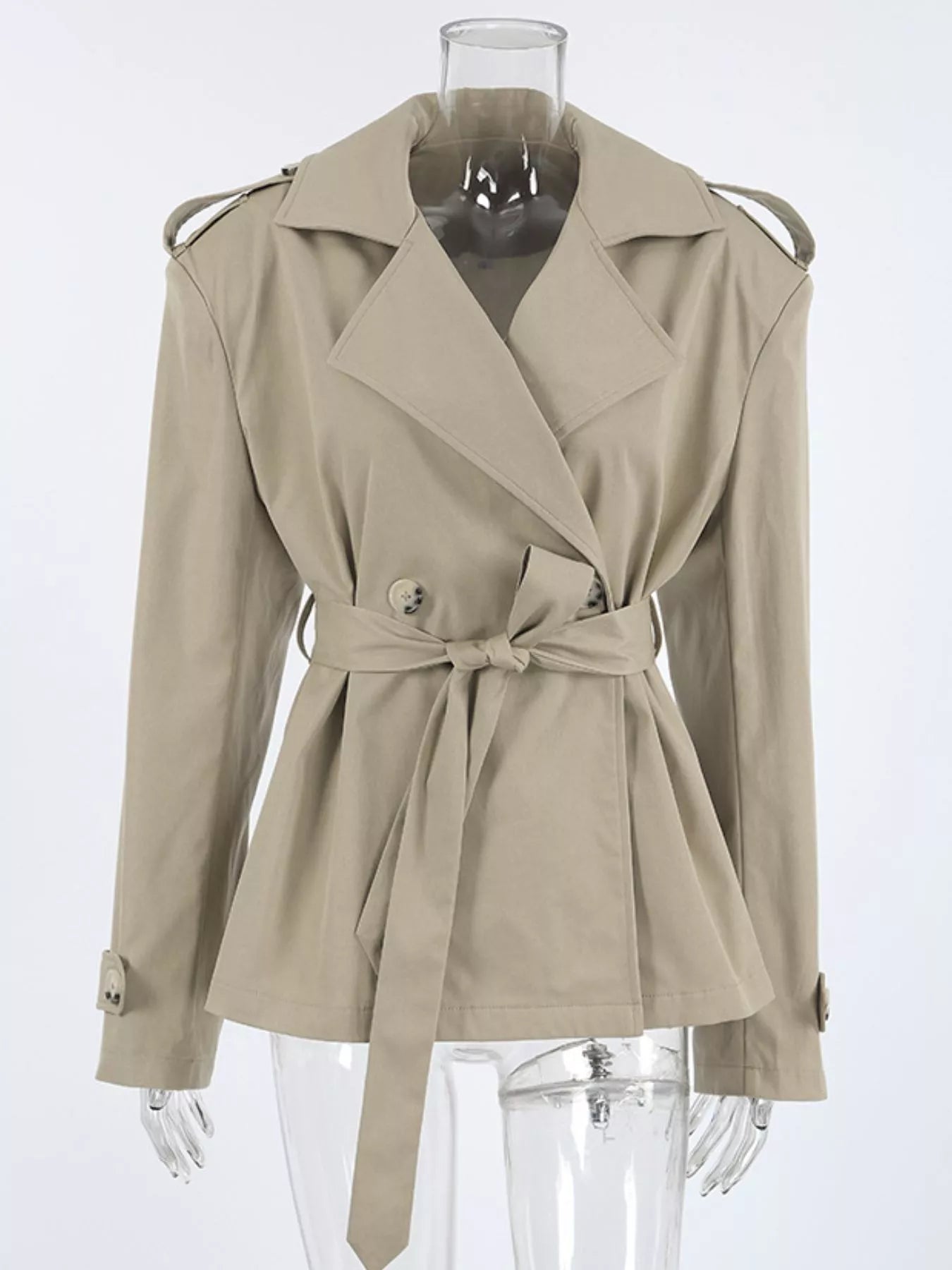 Chic Double-Breasted Belted Trench Coat