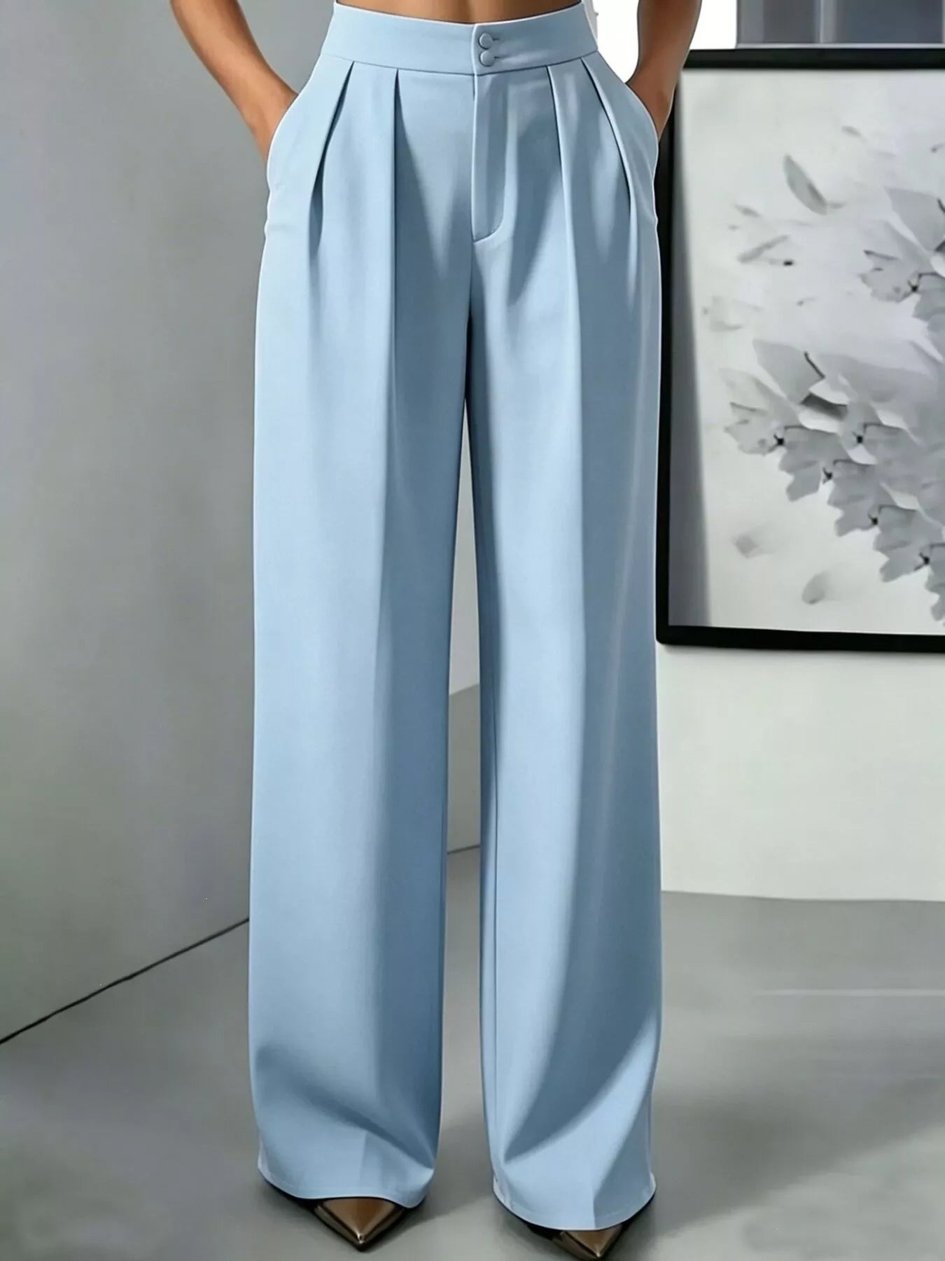 High-Waisted Pleated Wide-Leg Pants