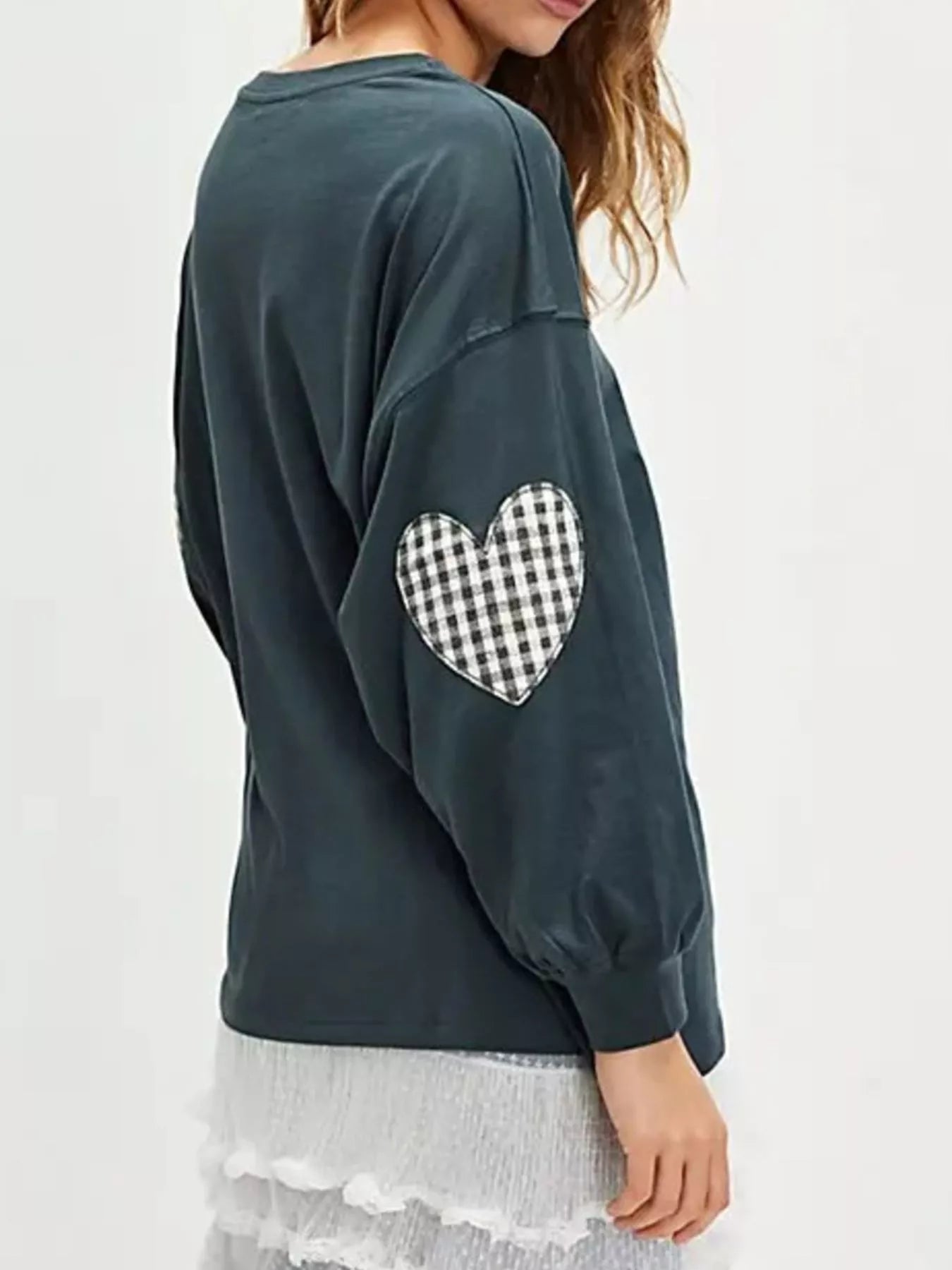 Heart Patch Long Sleeve Sweatshirt
