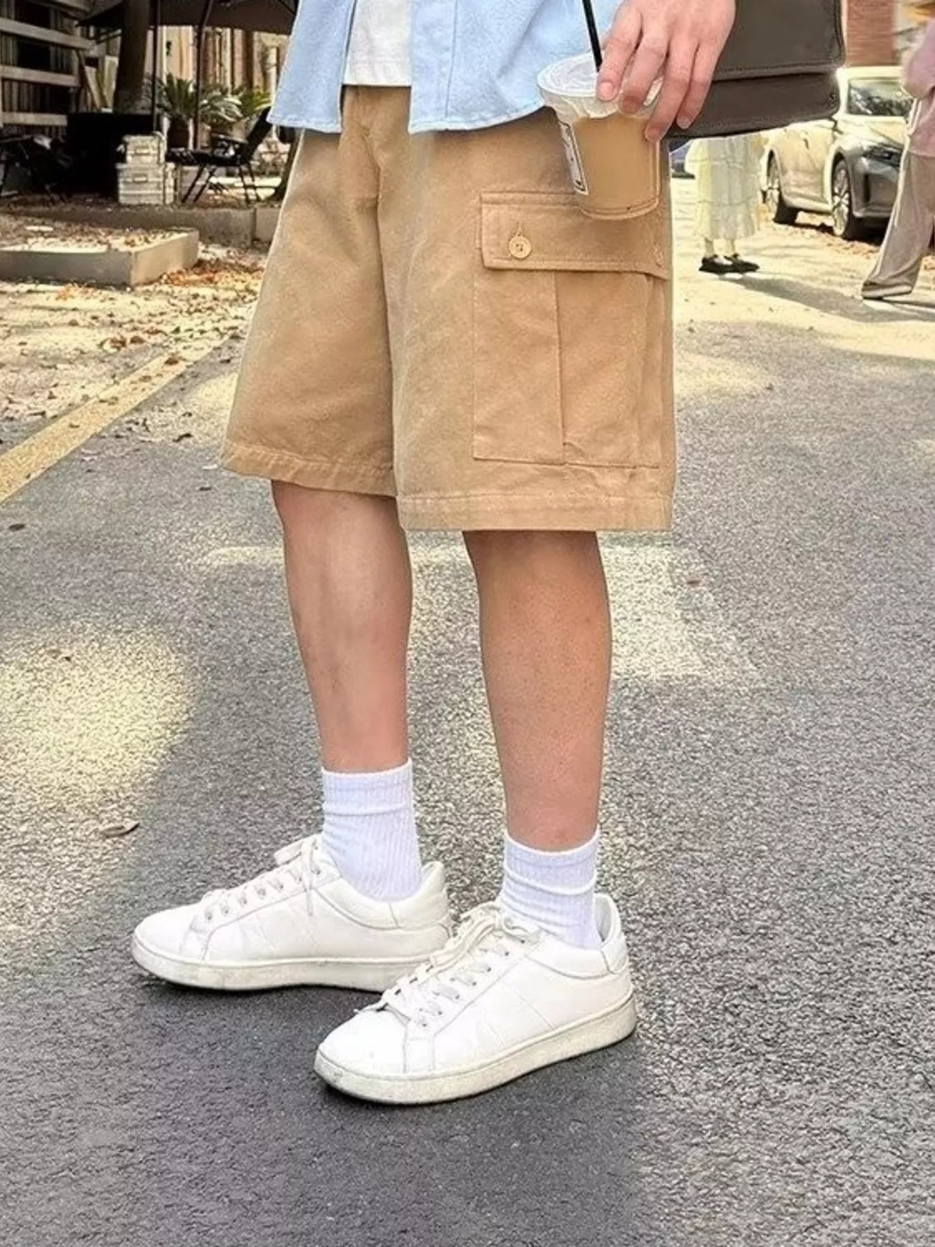 Men's Plus Size Casual Cargo Shorts with Pockets