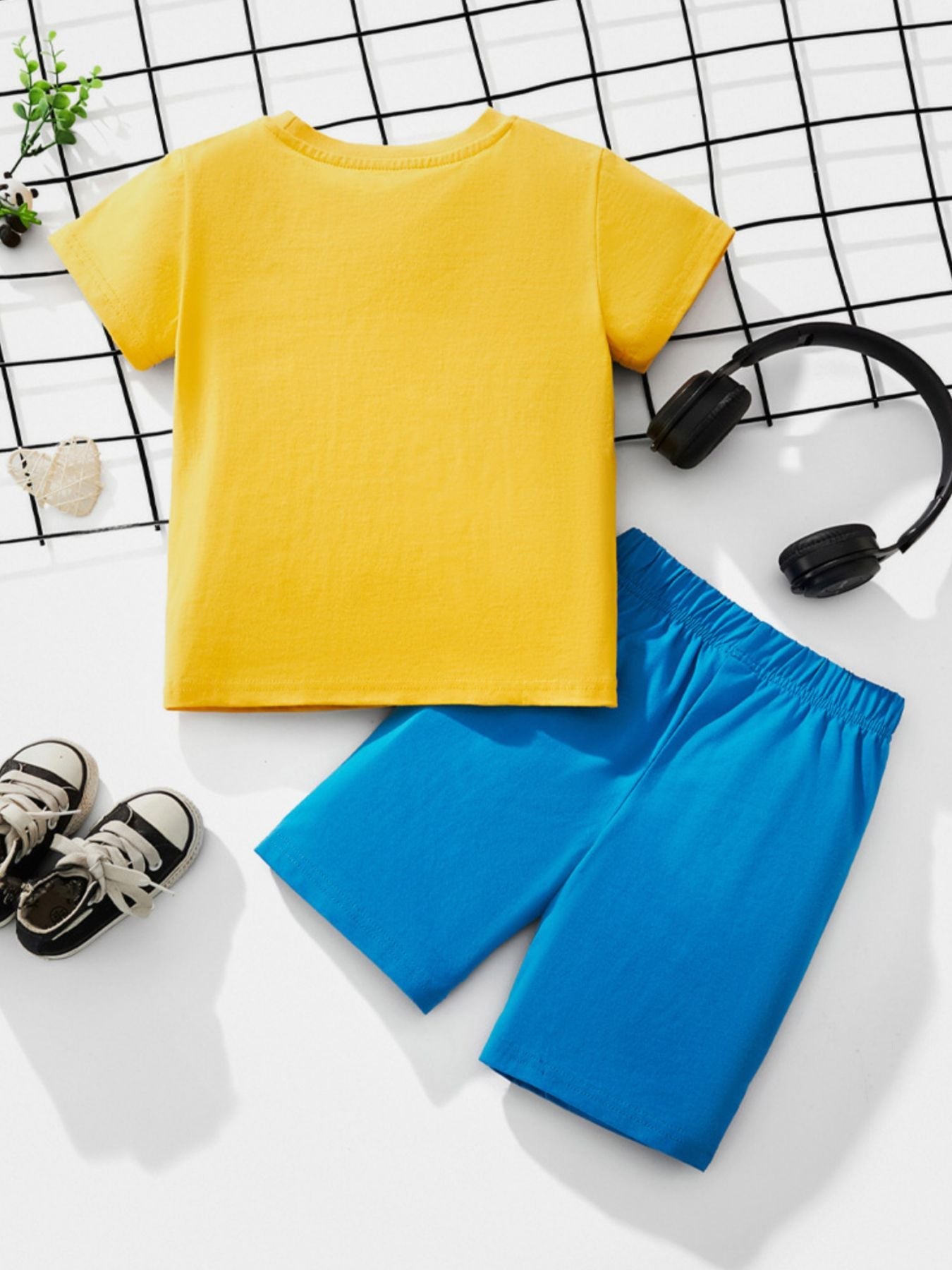Children's Crocodile Print Round Neck Tee and Shorts Set