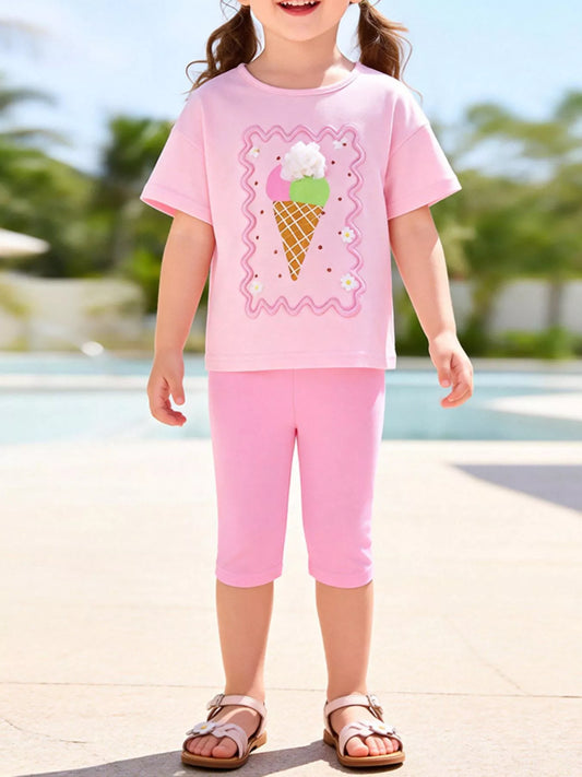 Children's Ice Cream Graphic Tee & Capri Leggings Set