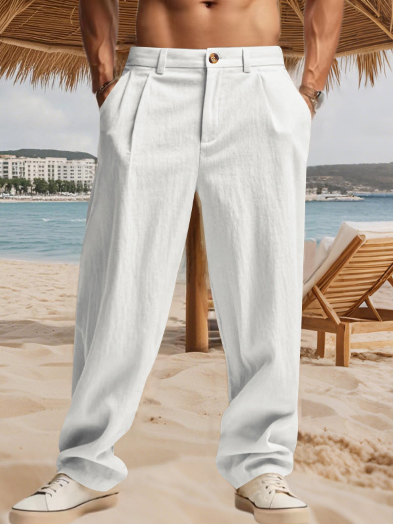 Men's Full Size Relaxed Fit Pleated Pants Plus Size