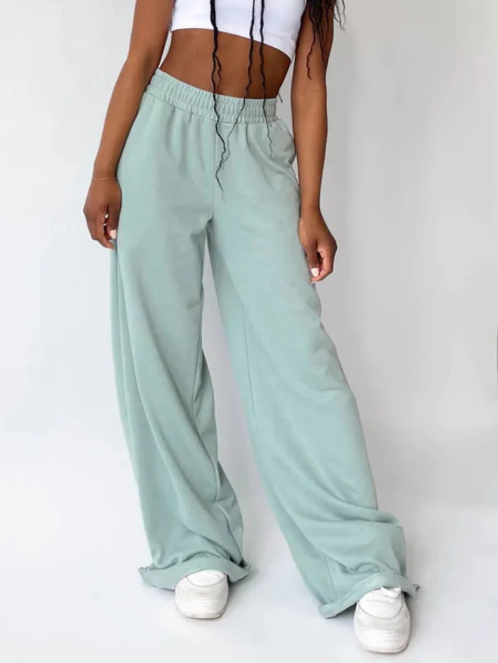 Elastic Waist Wide Leg Pants