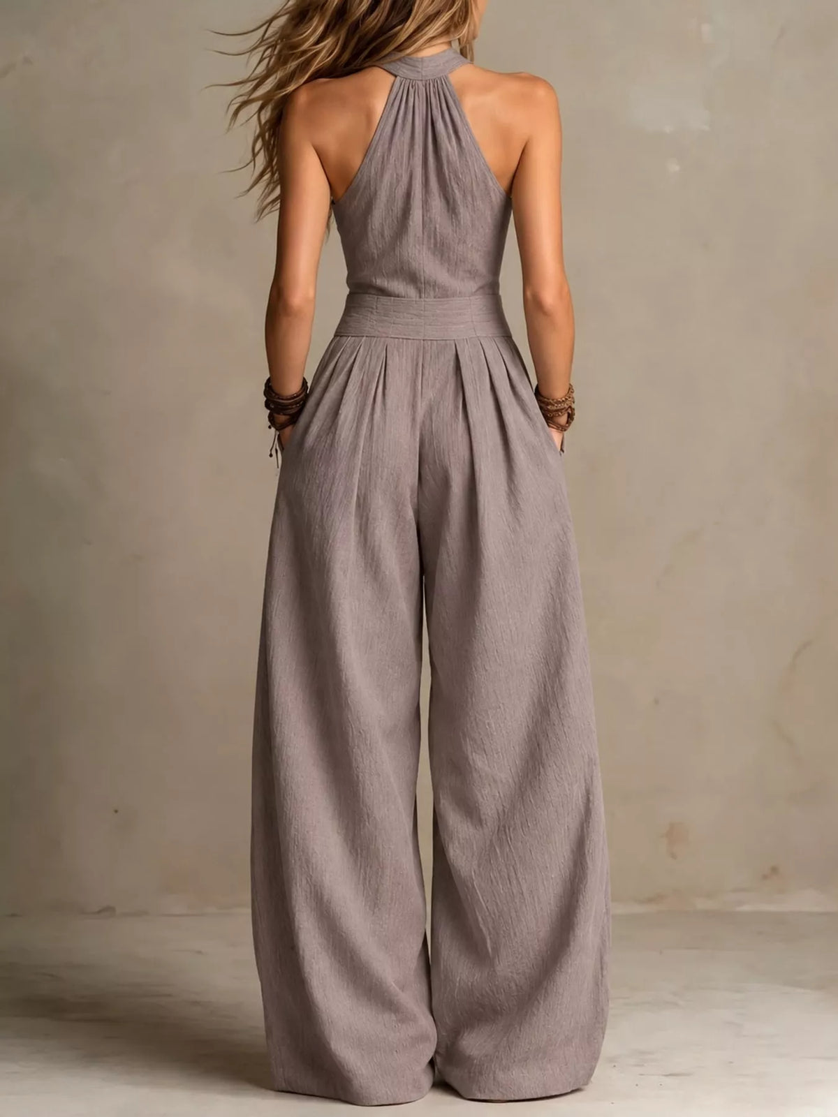 Full Size Halter Neck Wide-Leg Jumpsuit Plus Size