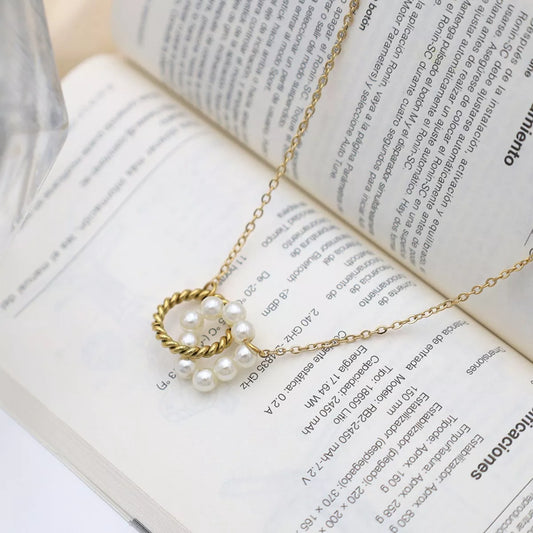 18K Gold-Plated Pearl Twisted Pendant Necklace
