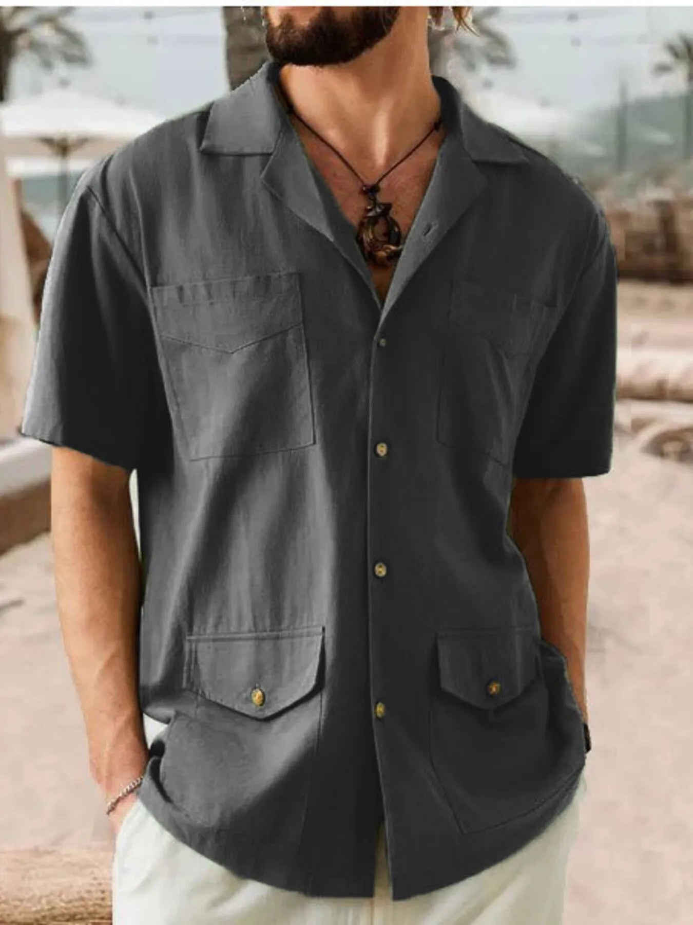 Men's Full Size Button Up Short Sleeve Shirt Plus Size