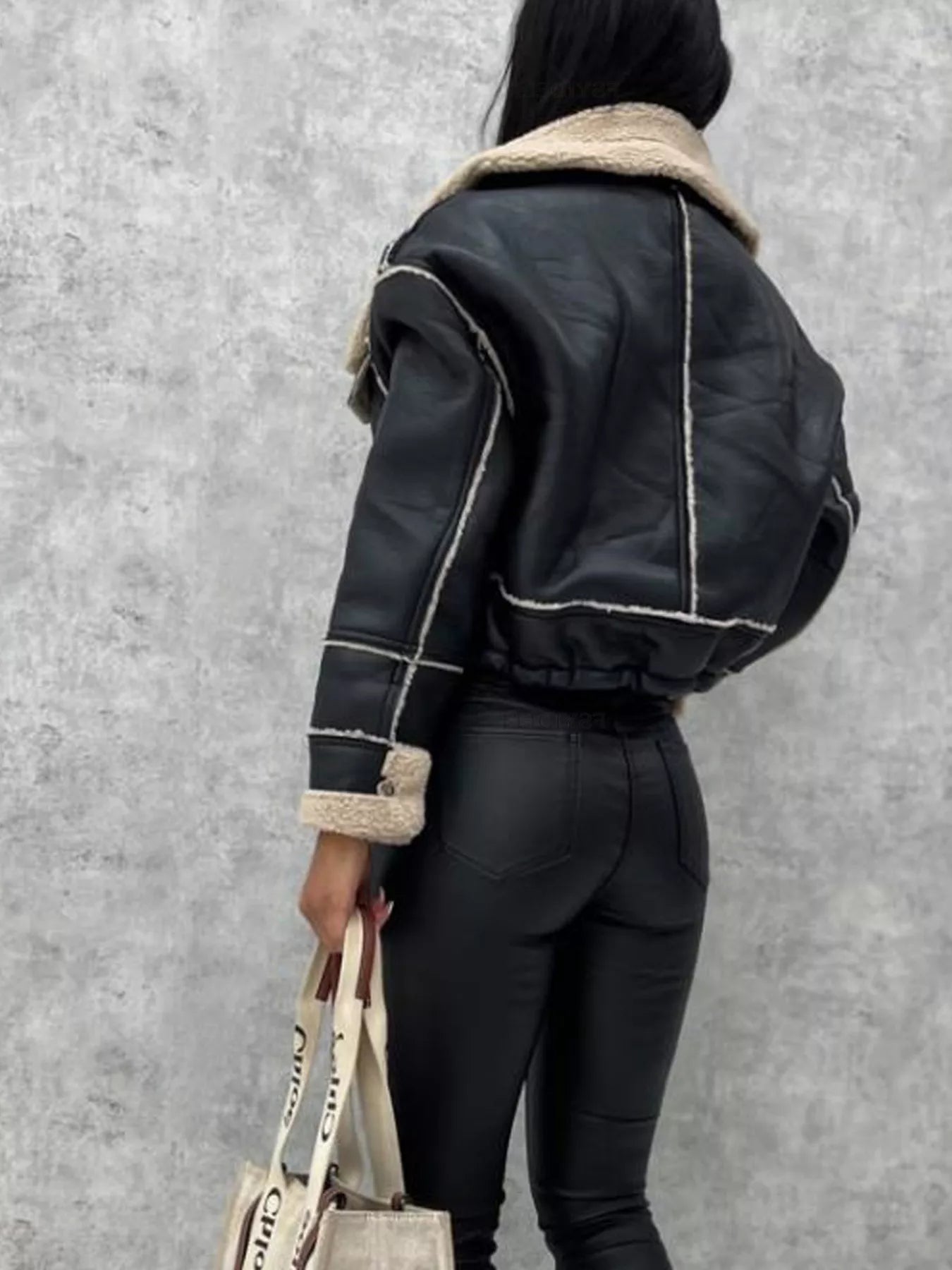 Sherpa Trim Cropped Jacket
