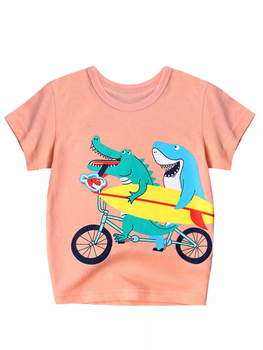 Children's Crocodile & Shark Round Neck T-Shirt