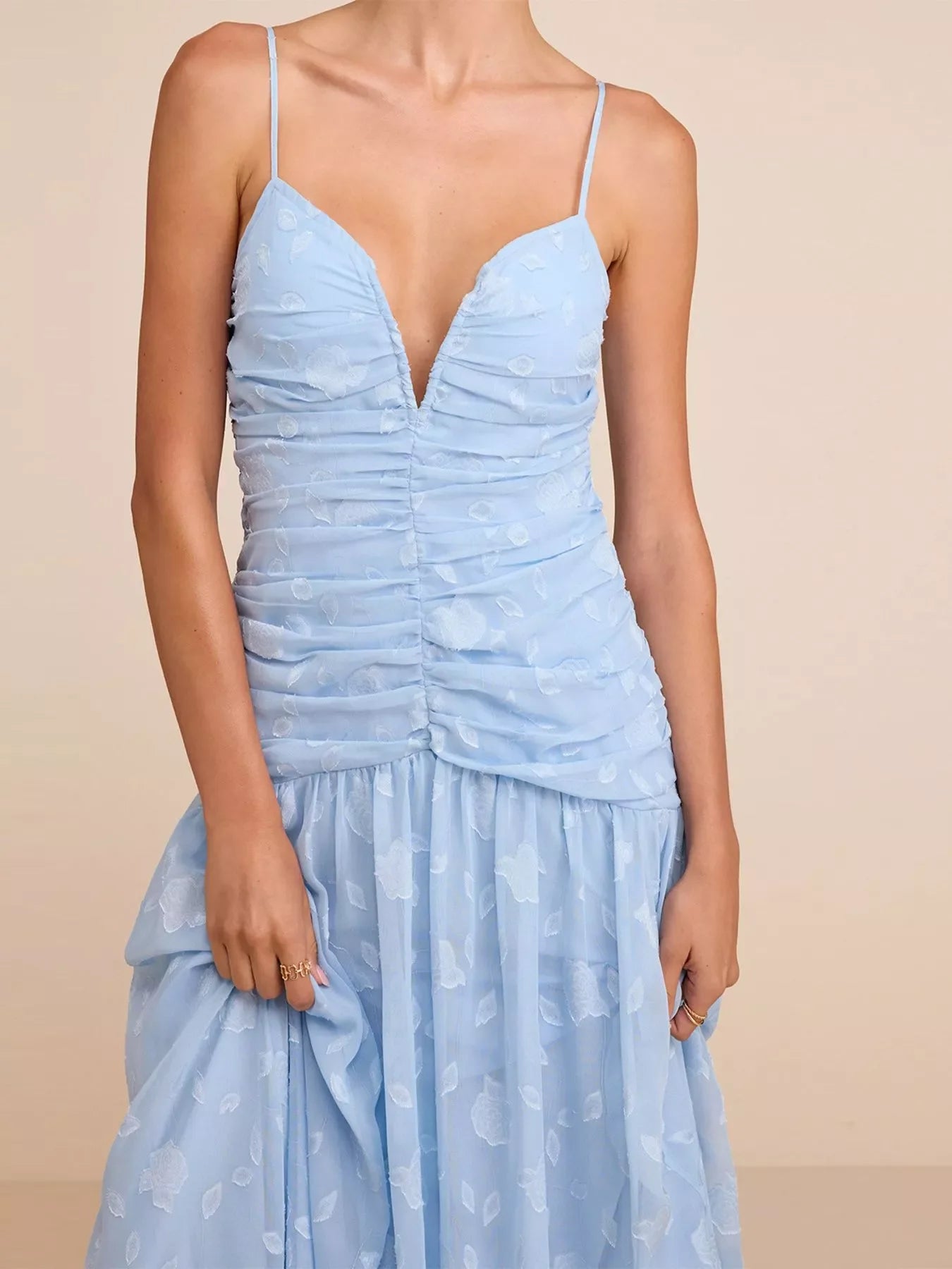 Ruched Spaghetti Strap Maxi Dress