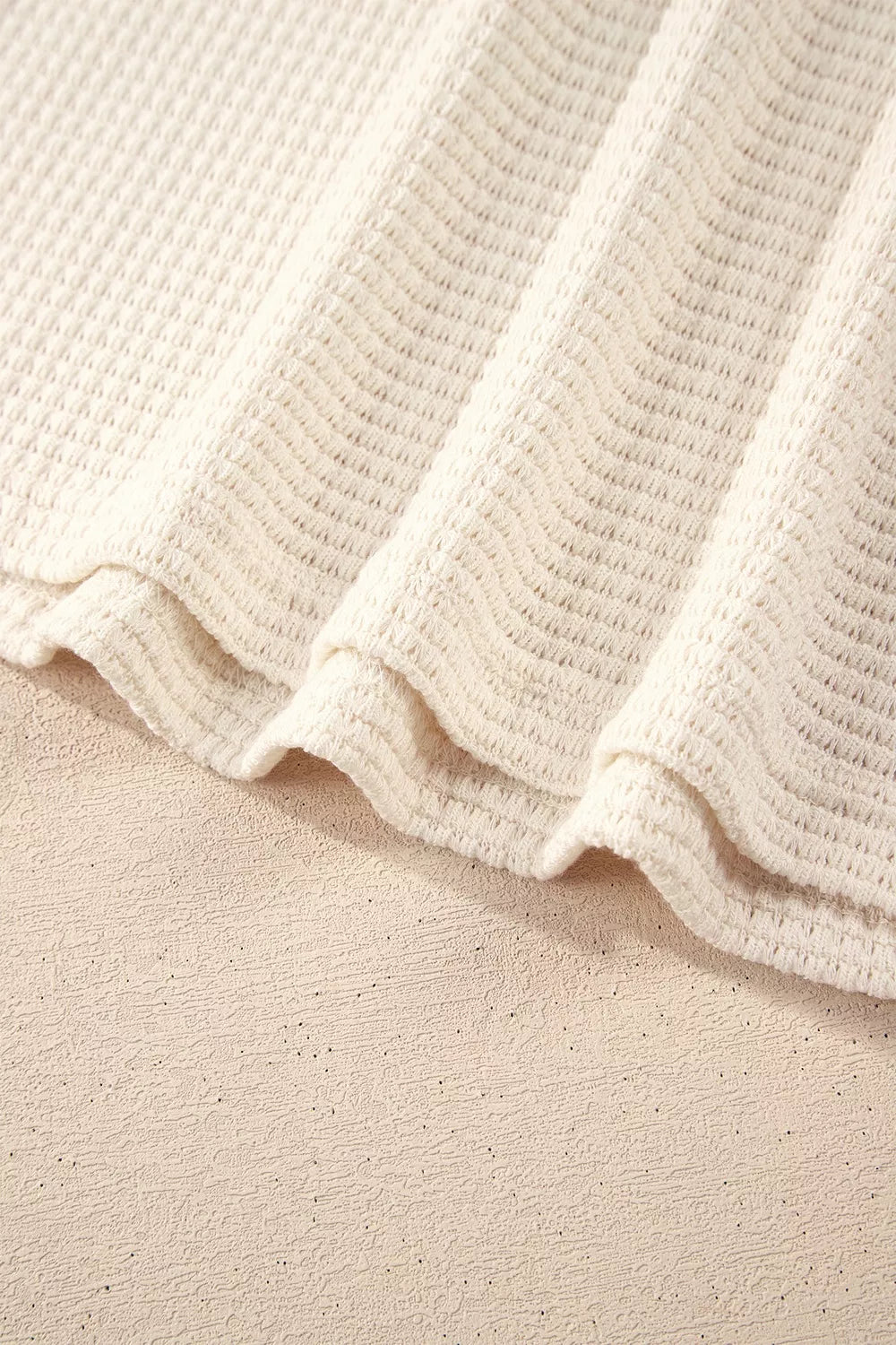 Drawstring Waffle Knit Henley Hoodie