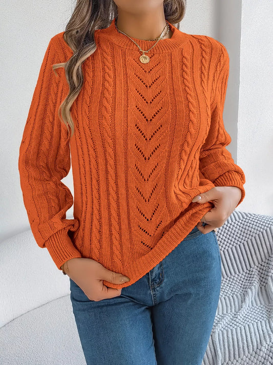Cable-Knit Round Neck Sweater