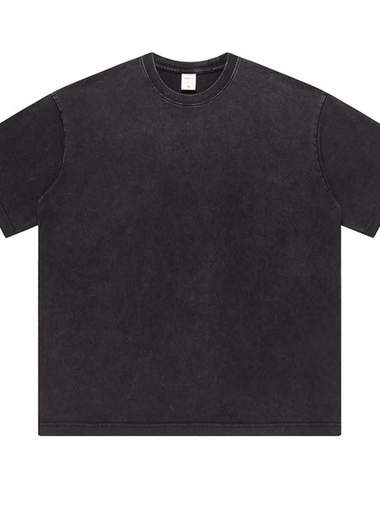 Men's Full Size Short Sleeve Round Neck Washed T-Shirt Plus Size