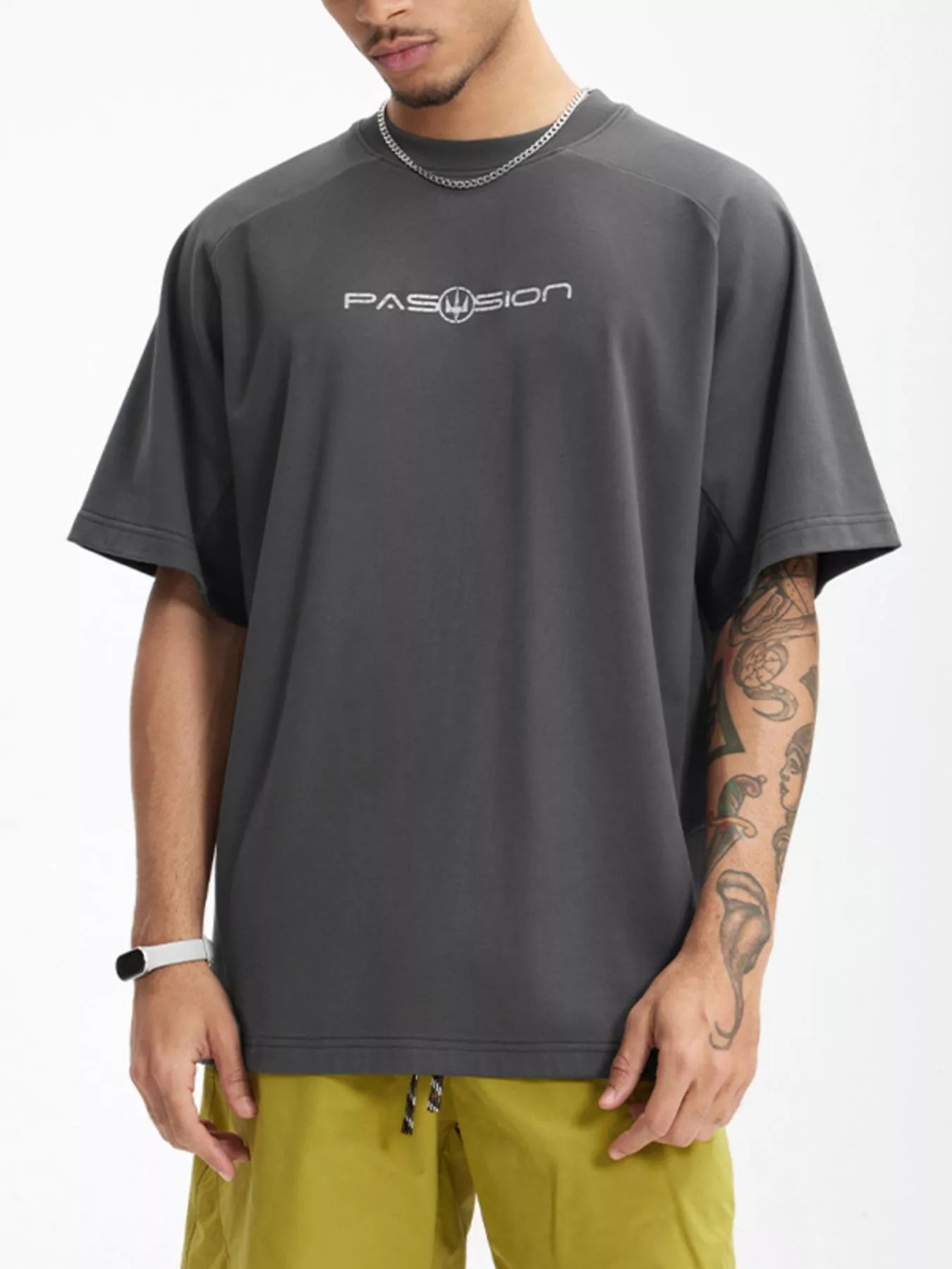 Men's Letter Round Neck Half Sleeve T-Shirt