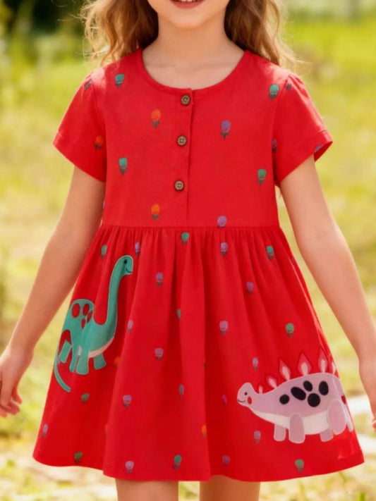 Children's Dinosaur Button-Front Dress