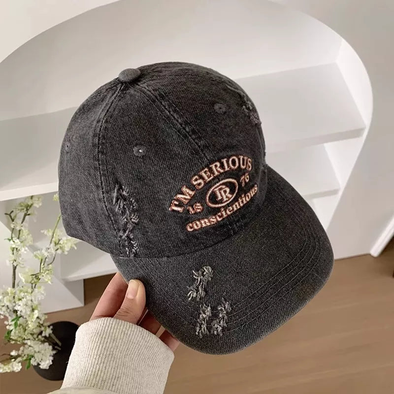 Embroidered Distressed Baseball Cap