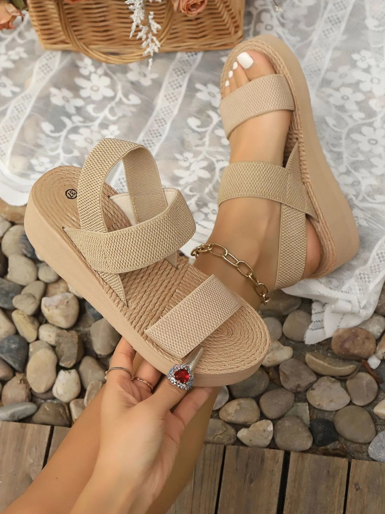 Leopard Open Toe Wedge Sandals