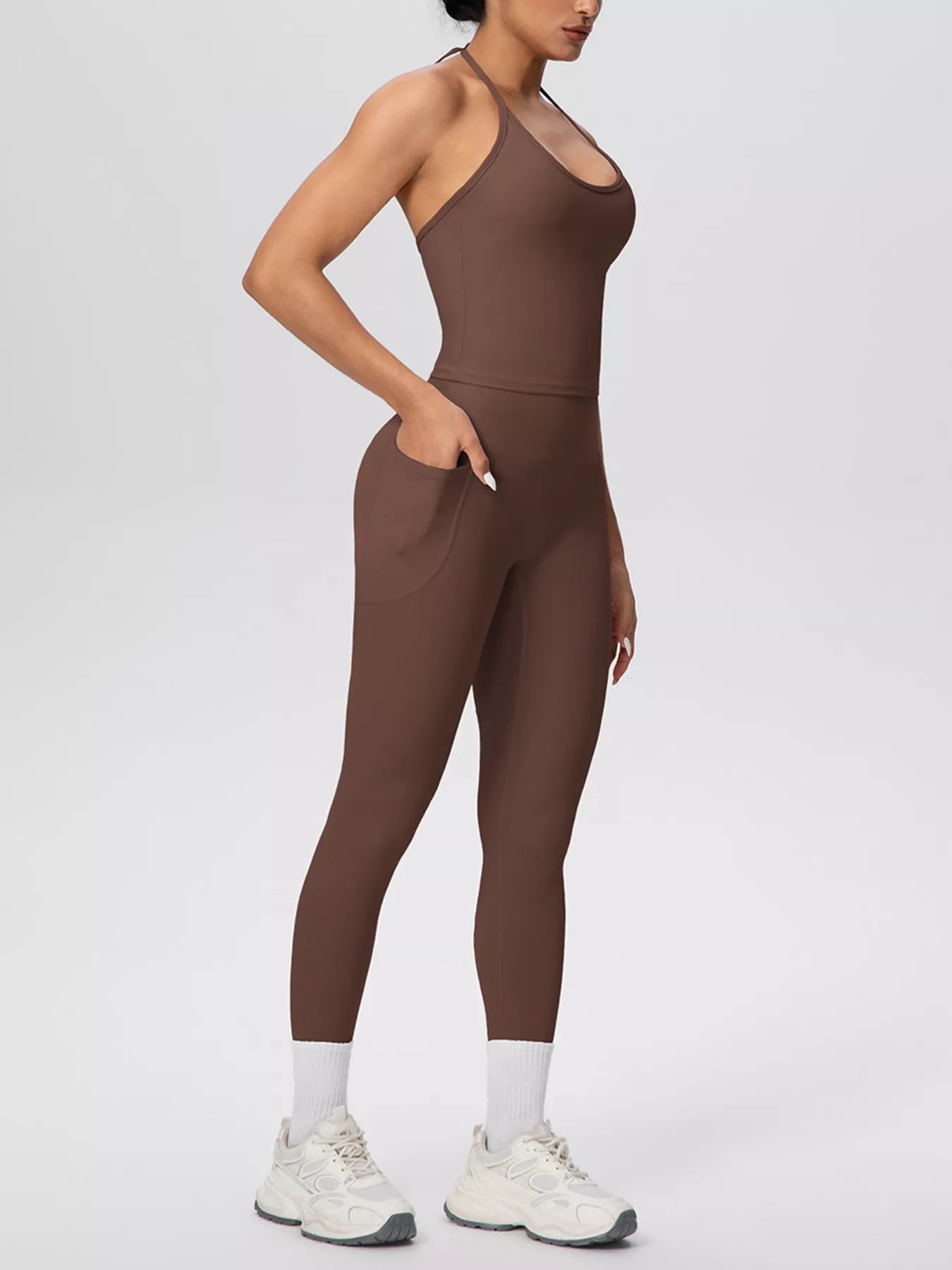 Halter Neck Cami and High-Waisted Leggings Active Set